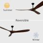 Goozegg 60-Inch Outdoor Ceiling Fan with Remote Control, 3 Solid Wood Blades, Energy DC Motor, Dark Walnut Black