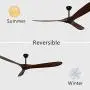 Goozegg 60-Inch Outdoor Ceiling Fan with Remote Control, 3 Solid Wood Blades, Energy DC Motor, Dark Walnut Black