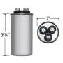 40 + 5 x 370/440 VAC Round Dual Run Capacitor by Jard # 12786