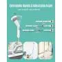 LyriFine Electric Spin Scrubber, Electric Cleaning Brushes with Extendable Handle and 4 Replaceable Brush Heads, Electric Scrubber with 1.5 Hrs Long Worktime for Shower Bathroom Tub Tile Floor,White