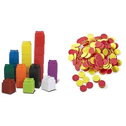 hand2mind - 46485 3/4-Inch Multi-Colored Linking UniLink Cubes (Set of 1,000) & 343B Foam Two-Color Counters for Kids Ages 5-8, Math Supplies for Early Math Learners, Math Manipulatives (Pack of 200)