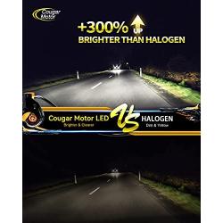 Cougar Motor H13 LED Bulb, 12000LM Noiseless 9008 6500K Cool White All-in-One Conversion Kit Direct Installation, Halogen Replacement