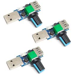 USB Fan Speed Controller, DC 5V Stepless Mini USB Fan Governor DC 4-12V to 2.5-8V 5W Regulator Speed Control Knob with Switch(3PCS)