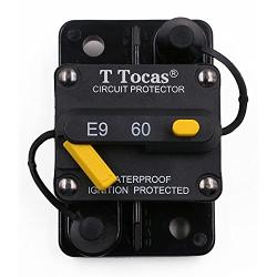 T Tocas 60 Amp Thermal Circuit Breaker with Switch Manual Reset for Boat Marine RV Yacht Battery Truck Solar, 12V - 48V DC, Waterproof (60A)