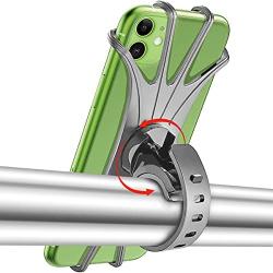 Bike & Motorcycle Phone Mount, 360°Rotation Silicone Bicycle Phone Holder, Universal Motorcycle Handlebar Mount Compatible with iPhone 12/Pro/mini/11/Xs/Max/Xr/X/8/Plus, 4.0~6.7 Cellphones (Gray)