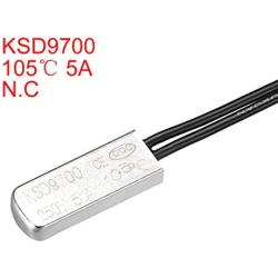 uxcell KSD9700 Thermostat, 105℃ Normally Close Temperature Switch Thermal Switch, 5A Metal Head Temperature Controller 2pcs