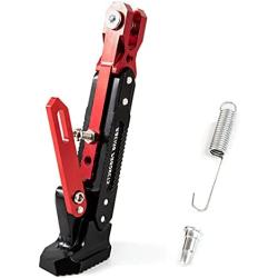 Universal Motorcycle Kickstand Accessories Adjustable Tripod Holder Side Parking Foot Support CNC Aluminum Foot Stand for Scooter Modified Motorbike Dit Pit Bike (Red)