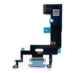 Johncase OEM Charging Port Dock Connector Flex Cable + Microphone + Vibrating Motor Buckle Replacement Part Compatible for iPhone XR All Carriers (Blue)
