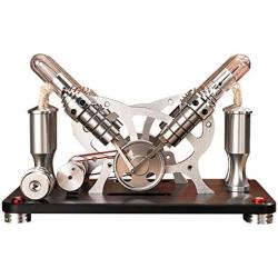 Sunnytech Hot Air Stirling Engine Motor Educational Electricity 4 Cylinders Generator Colorful LED M14-V4-D