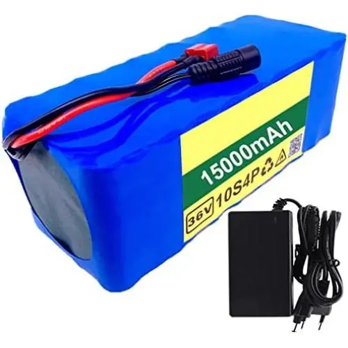 YXDFG 36V 15Ah pour Vélo Électrique, 10S4P Batterie Lithium Ion, 15000mAh Haute Puissance, avec BMS + Chargeur 42V2A, pour Moteur 350W-1000W.