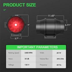 iPower 6 Inch 395 CFM Exhaust Inline Fan with Speed Controller and Hook Designed Air Carbon Filter with 8 Ft Aluminum Foil Dryer Ducting for Grow Tent, 6 Fan&Filter