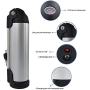 Jieoto 24V Ebike Battery 8ah/10ah/12ah/15ah Lithium Battery Pack Bottle Type Silver for 250W 350W Electric Bicycles Mountain Bike Motor with Charger and Holder