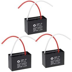 uxcell Ceiling Fan Capacitor CBB61 8uF 450V AC 2 Wires Metallized Polypropylene Film Capacitor 51x35x25mm for Electric Fan Pump Motor Generator 3Pcs