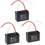 uxcell Ceiling Fan Capacitor CBB61 8uF 450V AC 2 Wires Metallized Polypropylene Film Capacitor 51x35x25mm for Electric Fan Pump Motor Generator 3Pcs