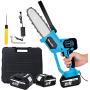 Seesii Mini Electric Cordless Chainsaw, 8 Inch Cordless Battery Powered Chainsaws Handheld Brushless Chain Saw Pruning Shears for Tree Branch Wood Cutting (2X Battery Included)