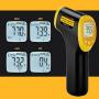 INKBIRDPLUS Infrared Thermometer Cooking Temperature Gun, Digital Laser Thermometer Gun with Temp Alarm, -26~1112℉, Adjustable Emissivity for Pizza Oven, Freezer, Grill & Engine, Reptiles
