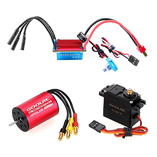 GoolRC S2435 4500KV Brushless Motor S-25A ESC with 2.2kg Metal Gear Servo Upgrade Brushless Combo Set for 1/16 1/18 RC Car Truck