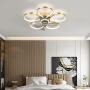 QINAIDI Flower Shape Ceiling Fan with Lights Remote Control, Modern Ceiling Fan Dimmable Lights Modes, Bedroom Ceiling Fan Living Room,with Semi Flush Mount