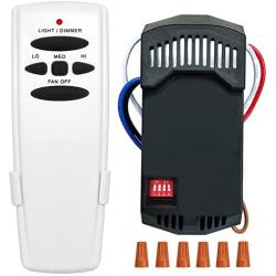 Universal Ceiling Fan Remote Control and Receiver Kit, Replacement of Hunter, Hampton Bay, Harbor Breeze, 3-Speed, Light Dimmer, Replace for Fan-HD, UC7078T, HD5, CHQ7078T