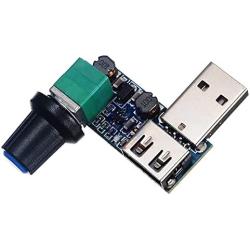 Davitu Motor Controller - USB Fan Speed Controller Board 5V to 12V Control Switch Fan Stepless Module Adjustable Potentiometer Male Female Adapter