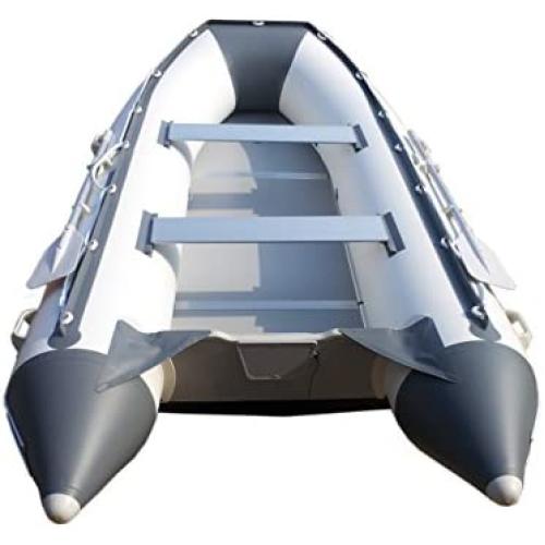 Newport Vessels 11ft 9in Baja Inflatable Dinghy Boat Transom Sport Tender - 6 Person - 20 Horsepower USCG Rated, White/Gray, (20M1000020)