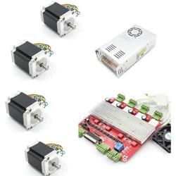 4 Axis Nema 23 Stepper Motor 270oz-in 76mm 3A+TB6560 Driver Board 12-36V/DC+350W 24V DC Switching Power Supply with Parallel Cable CNC Controller Kit for CNC Router/Engraver Milling Machine/3D Printer