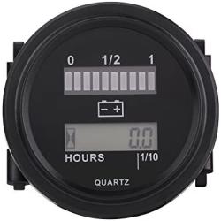 12V/24V/36V/48V/72V LED Digital Battery Indicator Gauge with Hour Meter for Golf Cart Forklift Car Scooter Motorcycle 12-72 Volt