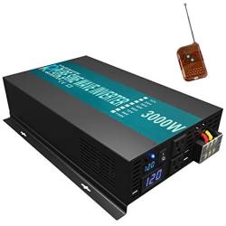 WZRELB 3000W Pure Sine Wave Solar Power Inverter 12V 120V 60Hz Power Converter LED Display DC to AC Power Generator with Remote Controller
