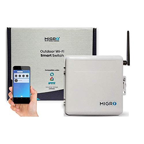 Migro Outdoor Smart Wi-Fi Outlet Box, Heavy Duty 50A Resistive 240VAC 40A 10HP Pool Heater, Wireless Pump Control, Timer Switch, Compatible with Smart Phone, Alexa, Google Home, IFTTT UL Listed
