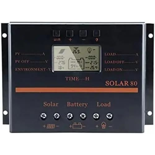 MHJYD 80A PWM Solar Charge Controller 12V 24V LCD Display PV Battery with 5V USB Solar Charger Regulator (Color : Black, Size : 80A)