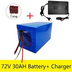 Wnicek 72V E-Bike Battery Pack 20Ah/30Ah/40Ah Waterproof PVC Customizable Lithium Battery Rechargeable Replacement Battery for 1800W/ 2000W/ 2300W Motor with Charger