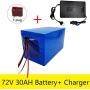 Wnicek 72V E-Bike Battery Pack 20Ah/30Ah/40Ah Waterproof PVC Customizable Lithium Battery Rechargeable Replacement Battery for 1800W/ 2000W/ 2300W Motor with Charger