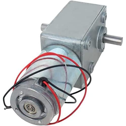 Fielect DC Worm Geared Motor 24V 30RPM High Torque Electric Gear Motor Turbine Worm Gear Box Reduction Motor, Double Shaft GW600