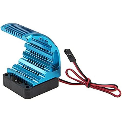 Vgoohobby Universal 42mm Aluminum Heat Sink Heatsink with 5V Cooling Fan for 1/8 RC Car 4068 4076 4274 7282 1515 Brushless Engine Motor (Blue)