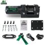 STIMULATER New 3500lbs.Load Capacity Winch 12V Synthetic Rope Winch Waterproof IP 67 Electric Winch with Wired Remote and Wireless Remotes,Hawse Fairlead, Strap and Hook for ATV/UTV/Boat (Black)…