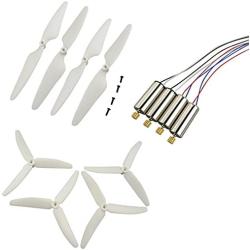 Upgraded Propellers Three Blades Two Blades Main Blade Propeller Motors with Metal Gears for Hubsan H502E H502S Drone Replacement CCW CW RC Quadcopter Spare Parts Set (White)