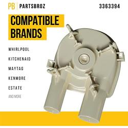 PartsBroz WP3363394 3363394 Water Pump Replacement Part - Compatible Crosley, Estate, Inglis, Kenmore, KitchenAid, Maytag, Roper, Speed Queen, Whirlpool Washing Machine - Replaces AP6008107, 21024