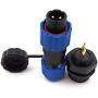 SD13 2pin Waterproof Power Connector, φ13mm 10A 380V High Voltage 1865mm Male Female Circular Power Connector, Heavy Industrial Aviation Air Plug Socket (2PIN, Panel Mount)