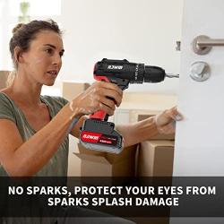Drill machine,NAWIN Brushless Motor 3/8”Keyless Chuck,443 In-lbs Torque,2 x 2.0Ah Li-ion battery and Fast Charger,2-Variable Speed,20+3 Metal Clutch,power drill cordless