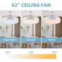 Retractable Ceiling Fan, Newday 42 inch Bladeless Ceiling Fan with Light and Remote Control, Modern Ceiling Fan with Retractable Blades, Quiet Motor, Timer, Ceiling Fans for Bedroom, Kitchen (White)