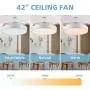 Retractable Ceiling Fan, Newday 42 inch Bladeless Ceiling Fan with Light and Remote Control, Modern Ceiling Fan with Retractable Blades, Quiet Motor, Timer, Ceiling Fans for Bedroom, Kitchen (White)