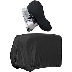 FLYMEI Outboard Motor Cover with Golf Cart Covers Set, Waterproof Ourdoor Protective Cover