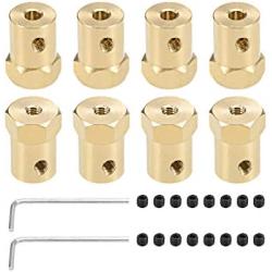 uxcell Hex Coupler 4mm Bore Motor Hex Brass Shaft Coupling Flexible Connector for Car Wheels Tires Shaft Motor 8pcs