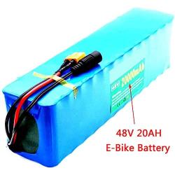 Jieoto 48V 20000mAh 13S 6P E-Bike Battery Lithium-Ion Electric Wheelchairs Battery Waterproof PVC Battery Pack Fits for 200W-750W Electric Bicycle Motor w/BMS + Charger