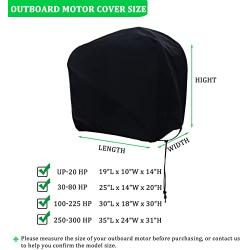 DURCOVER Outboard Motor Half Cover, Waterproof Oxford Fabric, Boat Motor Cover Half Outboard Cover, Universal Boat Engine Cover Fits up to 250-300HP Black