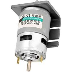 DC24V 12V 775 Motor 50W High-Power Large Torque Double-Shaft Output Dc Motor Electric Drill Chuck Motor(12V4500RPM with bracket)