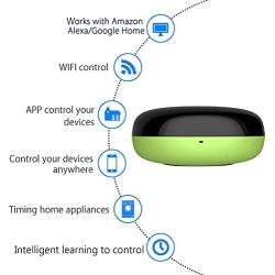 uniplay IR Blaster Universal Remote Control for TV,AC,DVD,Sound Bar,SAT,STB etc, Compatible with Alexa, Google Home and Cellphone APP Control, Harmony Hub for Smart Home (Green)