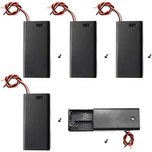 QTEATAK 5Pcs 2X 1.5V AA Battery Holder Case with On/Off Switch and Wire Leads QTEATAK 5Pcs 2X 1.5V AA Battery Holder Case with On/Off Switch and Wire Leads