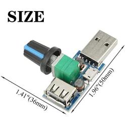 USB Fan Speed Controller, DC 5V Stepless Mini USB Fan Governor DC 4-12V to 2.5-8V 5W Regulator Speed Control Knob with Switch(3PCS)