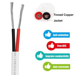 Kimbluth 8 Gauge Duplex Marine Wire Tinned Copper Boat Cable, 20ft 8 AWG Standard USA OFC Oxygen Free Copper Wire for Automotive Boat Speakers Solar Outdoors